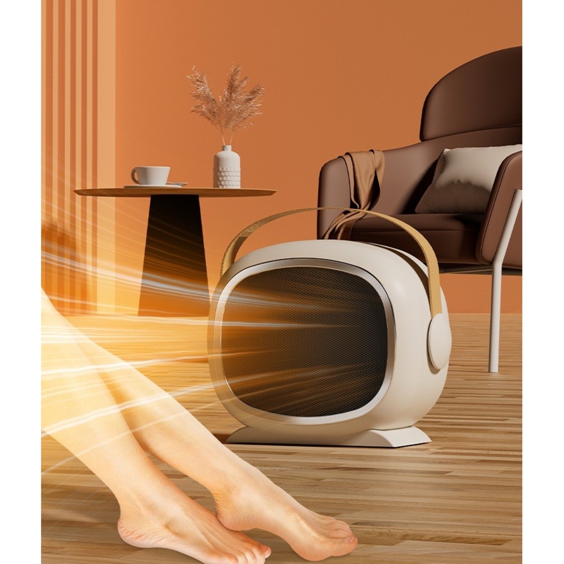 Aeroterma cu Incalzire Ceramica PTC, Vafy, din ABS, Oprire Automata, Protectie Supraincalzire, 700/1200W, 220V, 21 x 16 x 11 cm, Alb