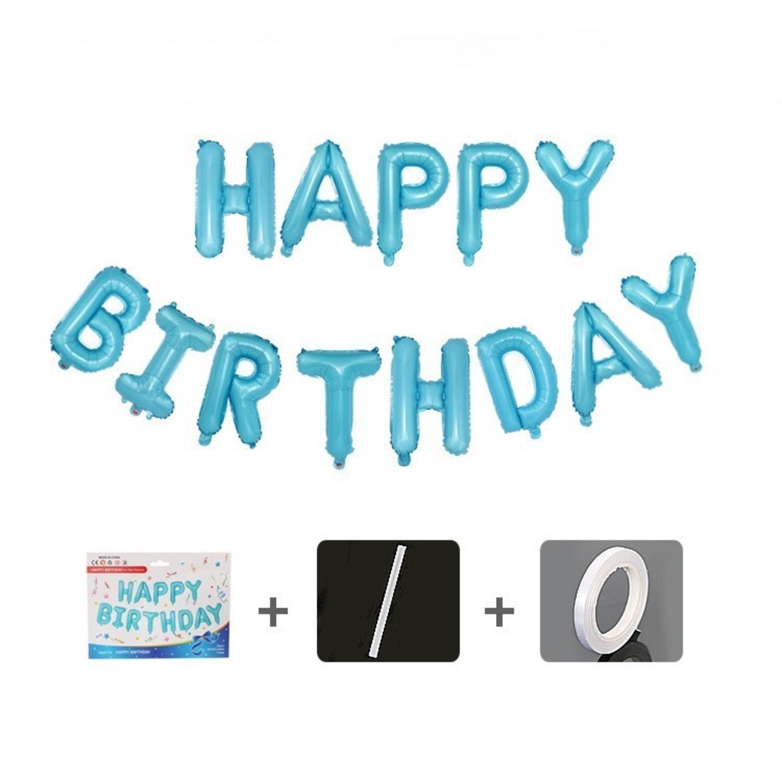 Set baloane folie Flippy, Happy Birthday, 40 cm, baby blue