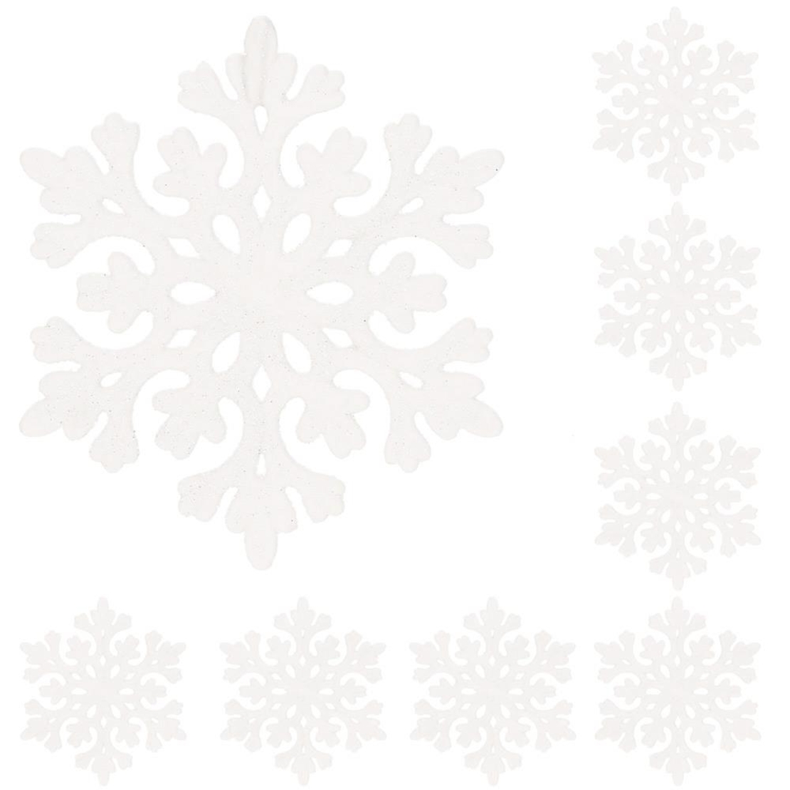 Decoratiune brad fulg de zapada, set 8 bucati, 8cm, alb