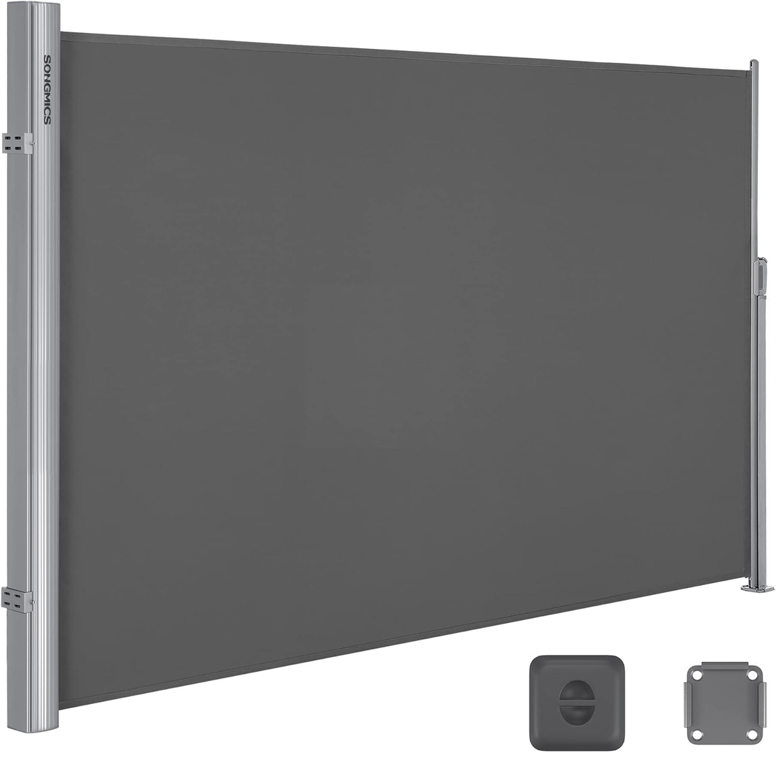 SONGMICS Paravan lateral pentru intimitate, extensibil, sistem fixare inclus, 160x400cm, gri