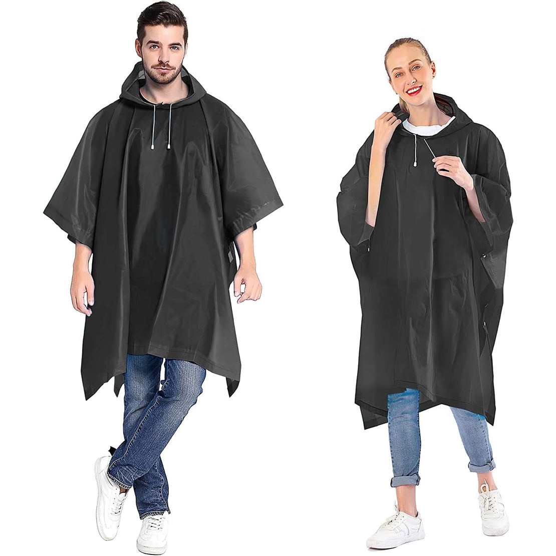 Pelerina de Ploaie, Flippy, pentru Adulti, EVA, Tip Poncho, Impermeabila, Rezistenta la Vant, Capse Laterale, 160 g, Negru