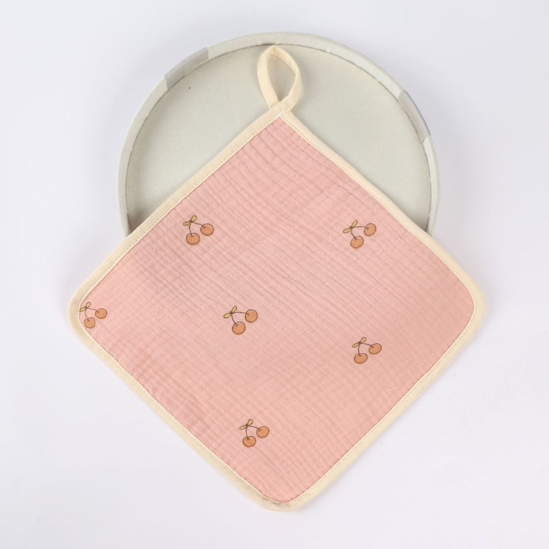 Prosop Absorbant, Flippy, din Bumbac, 25 x 25 cm, Model Cirese, cu Agatatoare, Roz