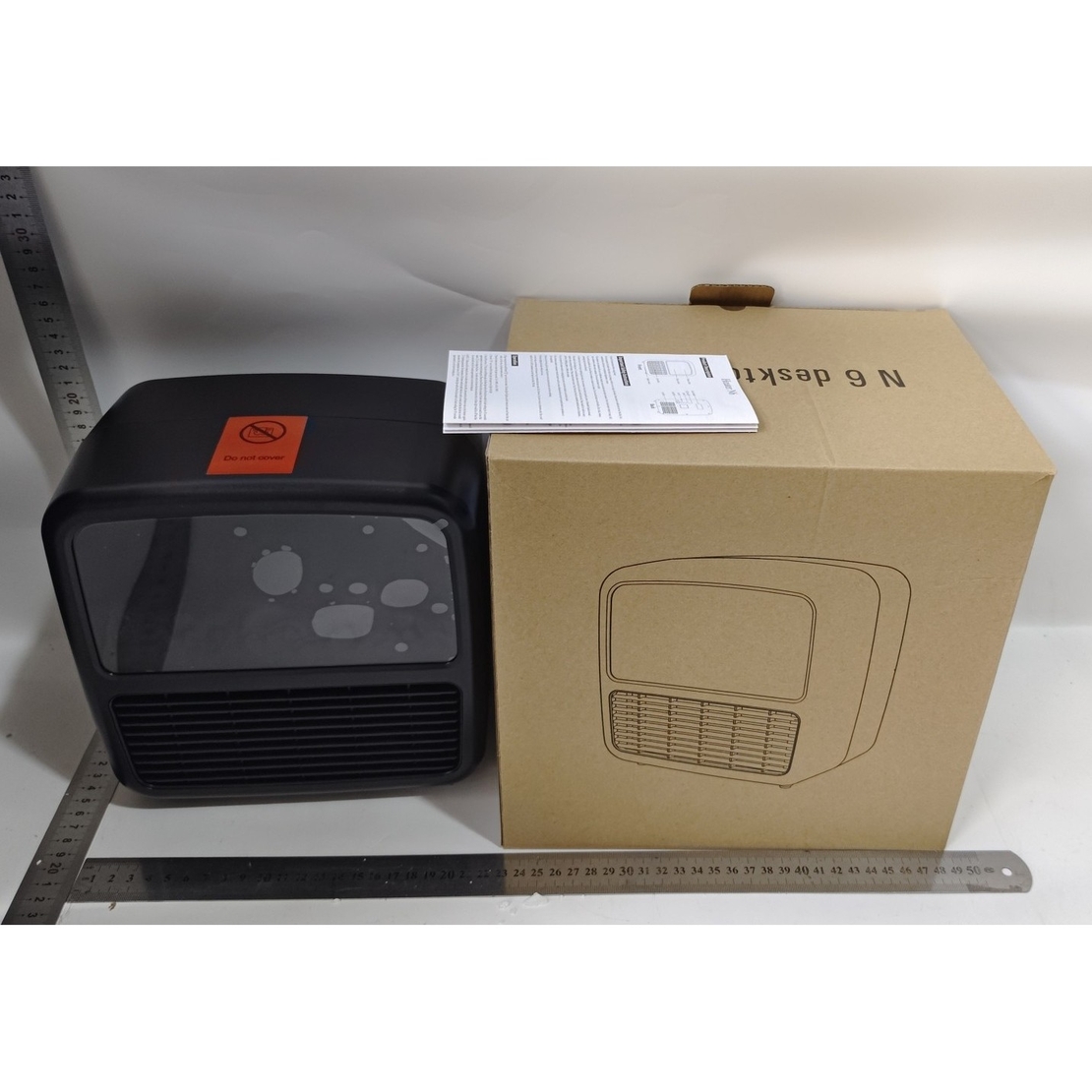 Mini Aeroterma Portabila, Vafy, Display LCD, Flacara Tip Semineu, 1500W, 2 Trepte, Oprire Automata, 22 x 22 x 15 cm, Negru