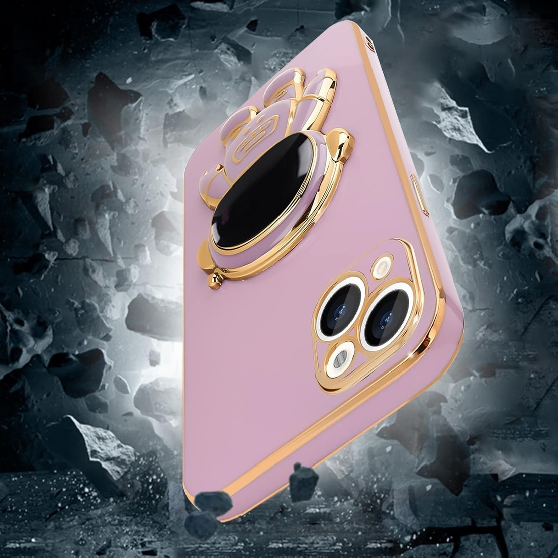 Husa de Protectie TPU 2in1, Vafy, pentru Apple iPhone 14 Plus, Astronaut cu Suport, Antisoc, Rezistenta la Impact, Protectie Camera, Mov