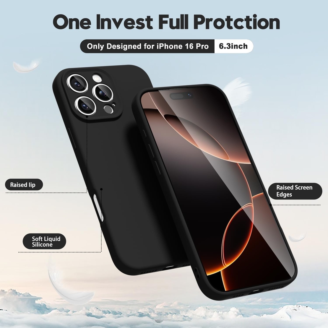 Husa de Protectie Matte TPU, Vafy, pentru Apple iPhone 16 Pro, Protectie Camera, Antisoc, Antizgariere, Antialunecare, Acoperire Completa, Negru