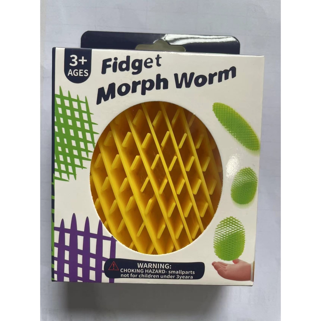 Jucarie Worm Fidget de Decompresie, Flippy, Anti Stres, Dimensiune Compacta 10 cm, Dimensiune Extinsa 24.5 cm, Galben