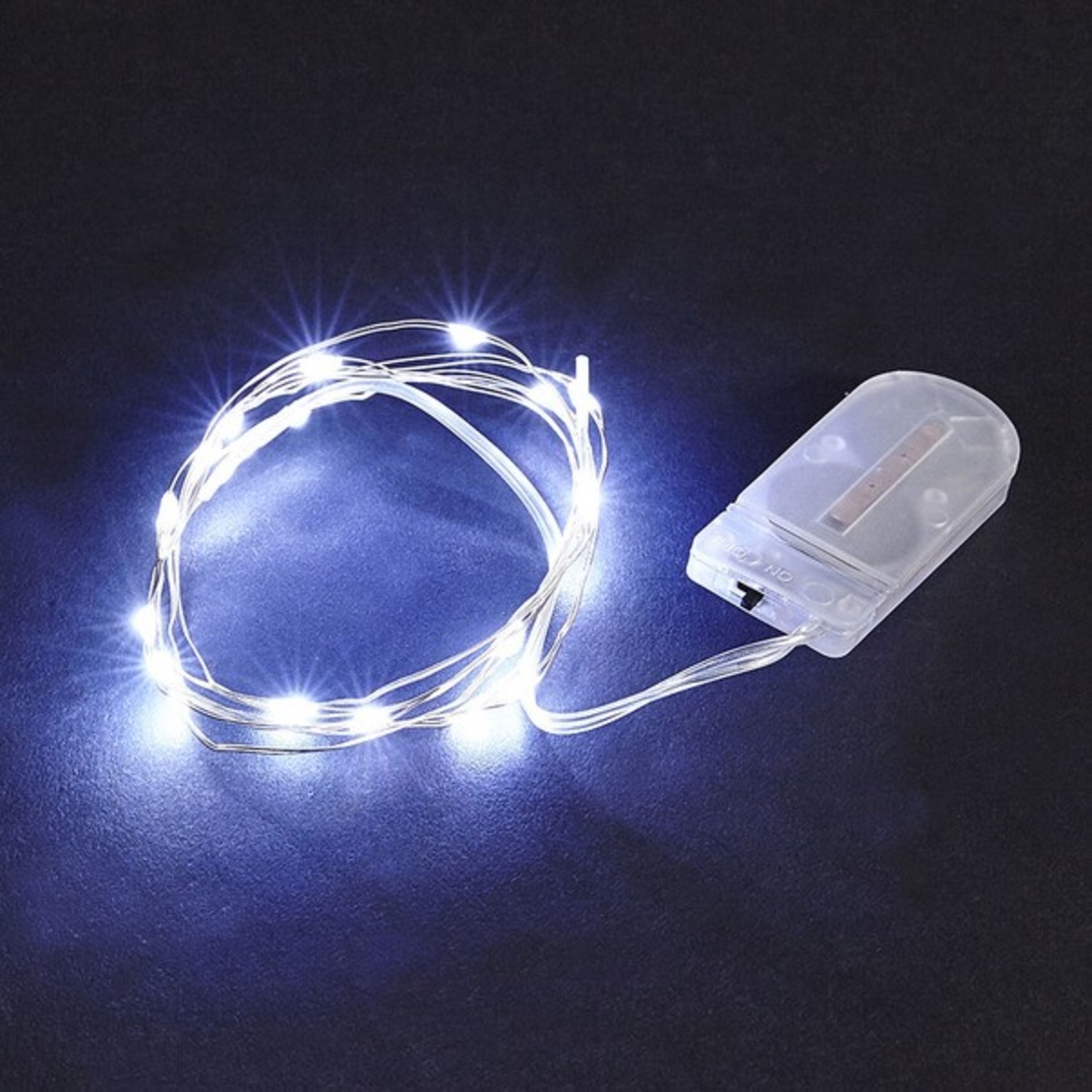 Instalatie Craciun, 2 metri, 20 LED-uri, Alb Rece, cu baterii, fir cupru, liniar, interior/exterior, Vafy