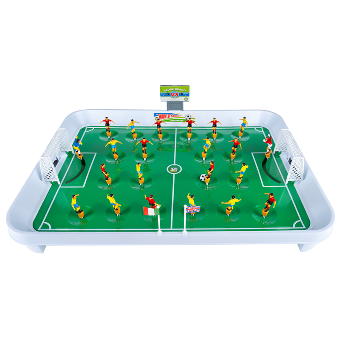 Joc fotbal de masa cu jucatori pe arc, set complet cu 22 figurine si tabla de scor, 50x37x13 cm