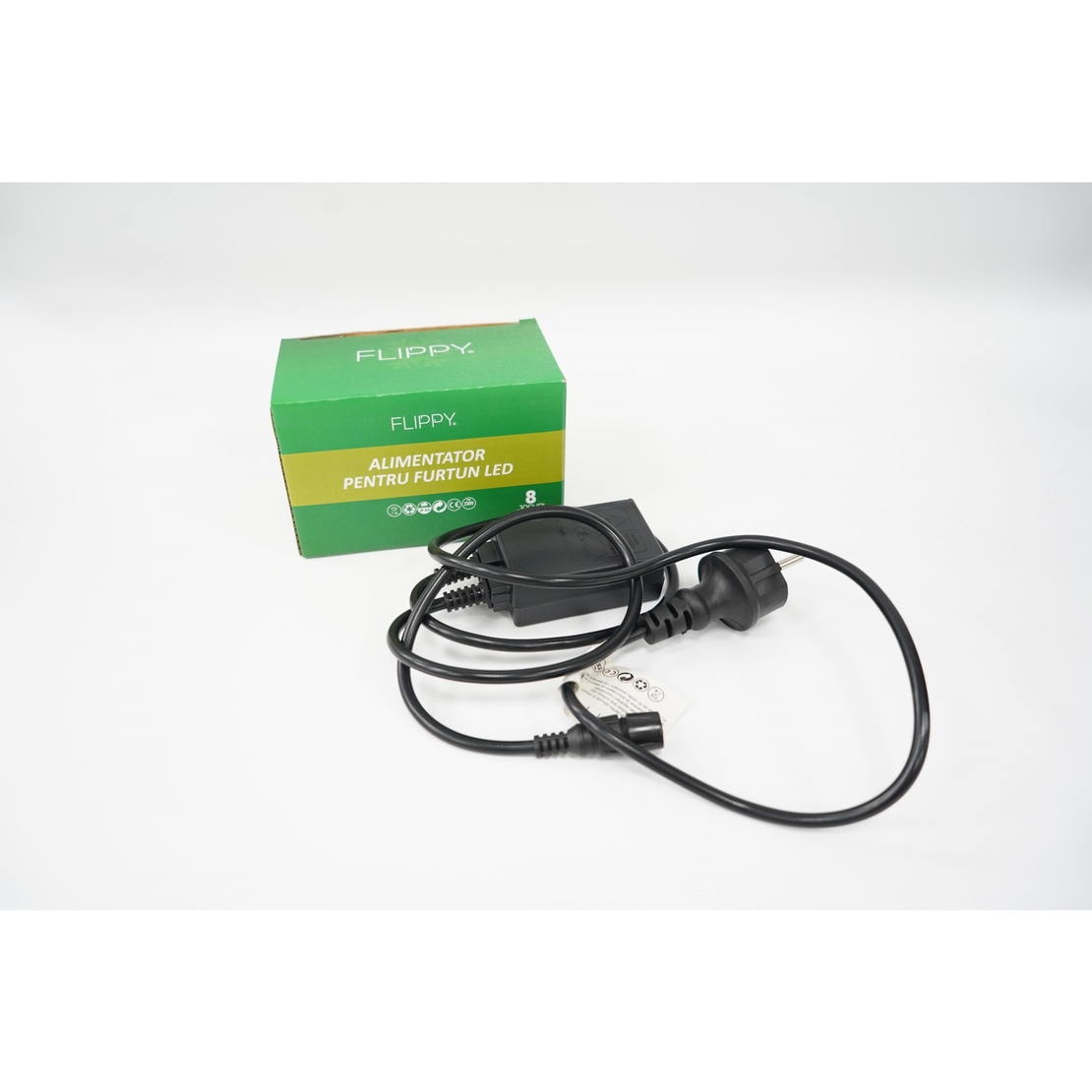 Alimentator furtun luminos, rezista pana la 50 m, Vafy, 8 jocuri de lumini, fir negru