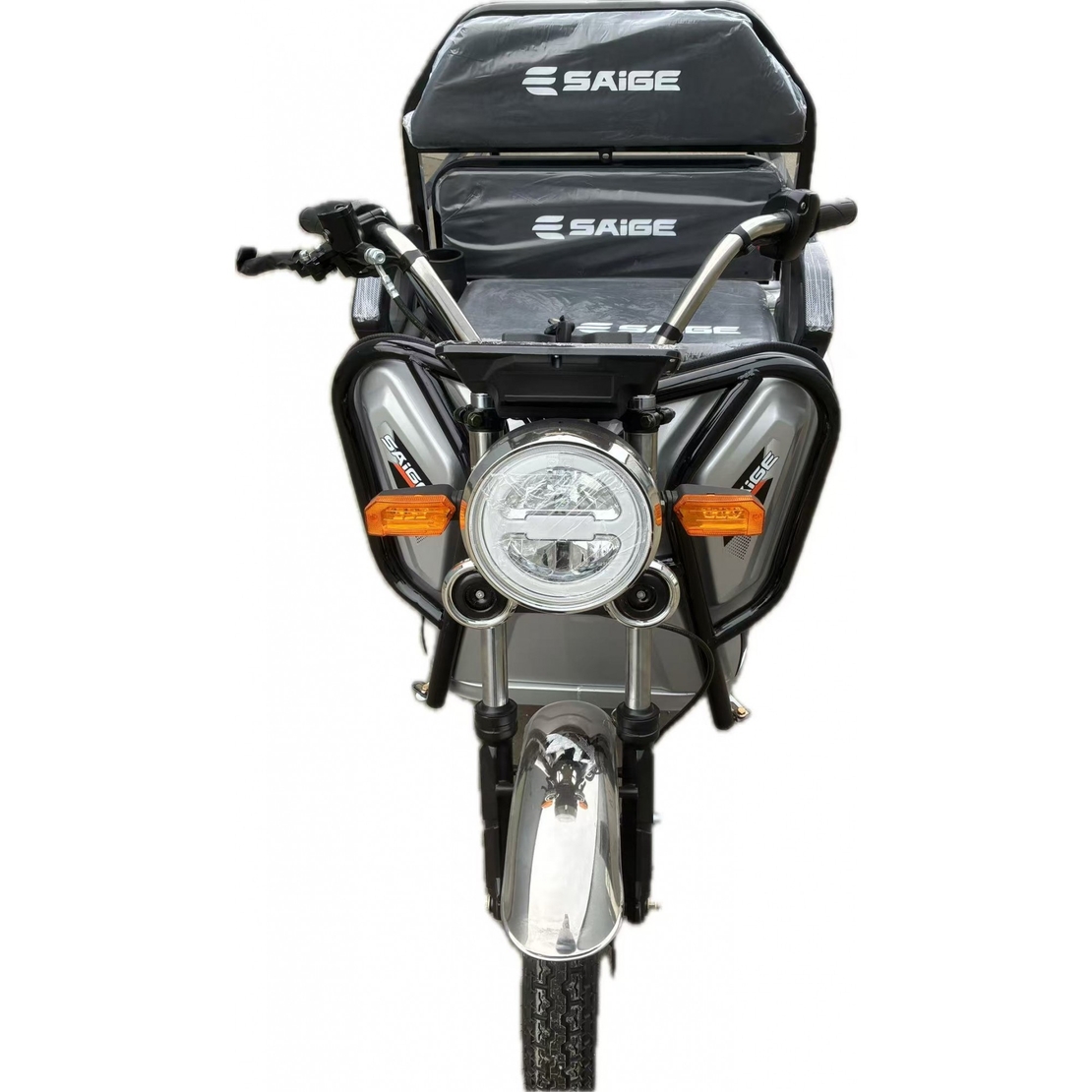 Triciclu Electric de Marfa XPB, Saige, Viteza Maxima 25 km/h, Motor 1600W, Baterie 60V/20Ah, Fara Permis, Mototricicleta Electrica de Transport, Gri