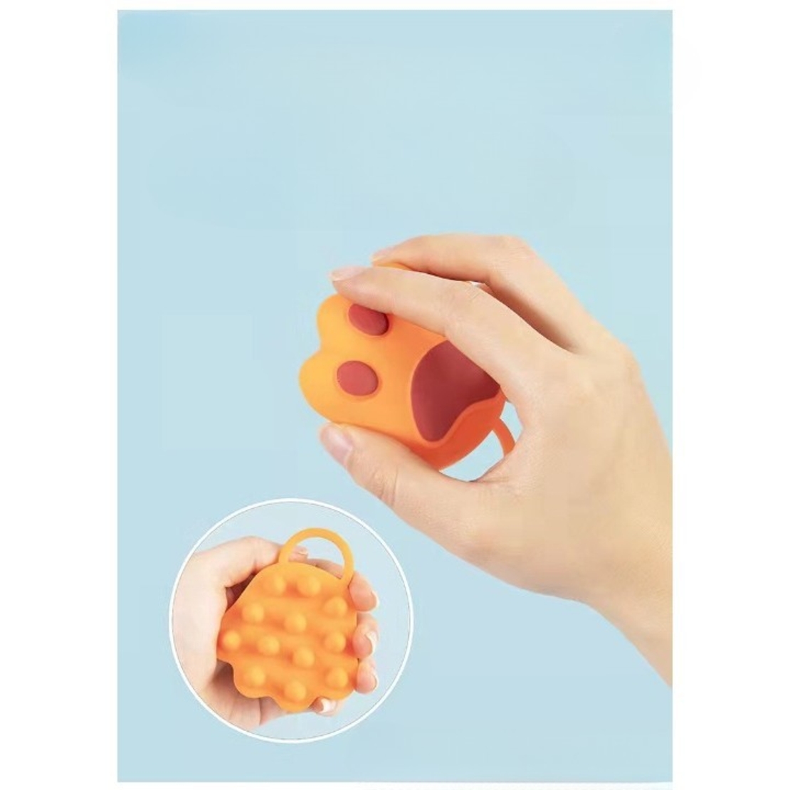 Perie pentru Masajul Scalpului, Perie pentru Sampon, Labuță de Pisică, Dimensiune 7x8 cm, Curatarea si Mentinerea Curata a Parului, Portocaliu