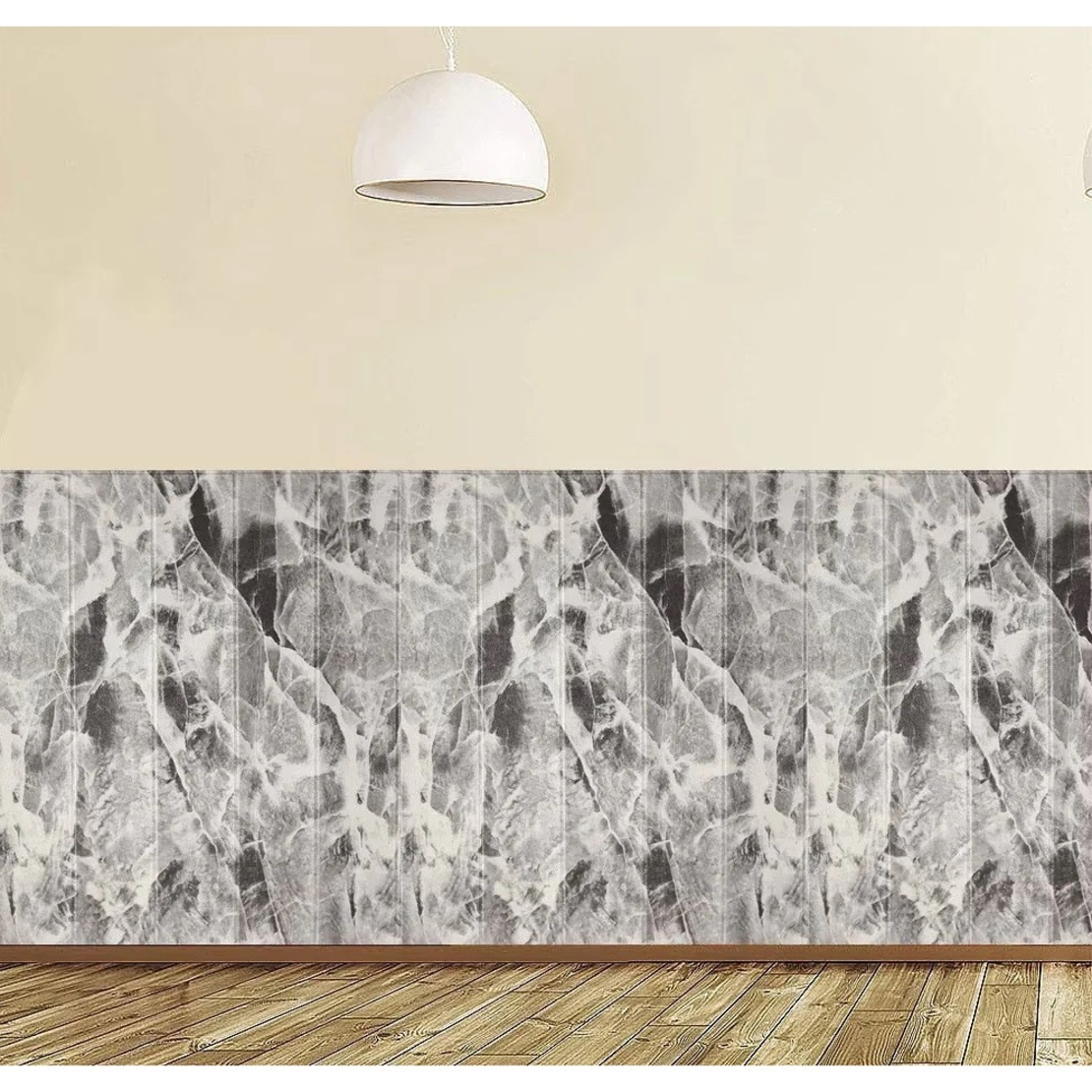 Set 10 Placi Tapet 3D, Vafy, 70 x 70 cm, Grosime 3 mm, din Rasina, Tip Placi de Lemn, Suprafata Acoperita 4.9 mp, Gri Marmorat