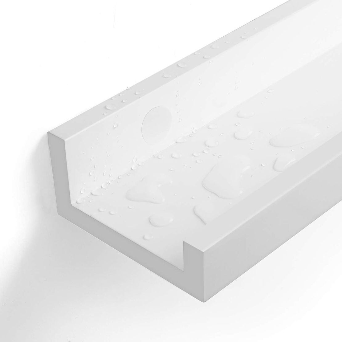 SONGMICS Set 2 rafturi plutitoare suspendate perete cu finisaj lucios, MDF, 60x10x5 cm, alb