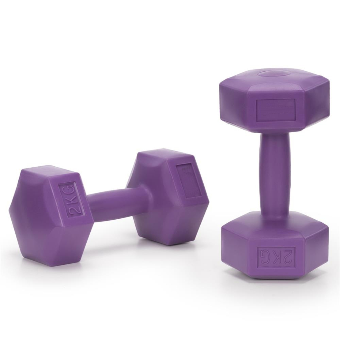 Set gantere hex 2x2 kg, bitum cu invelis rezistent PP, mov