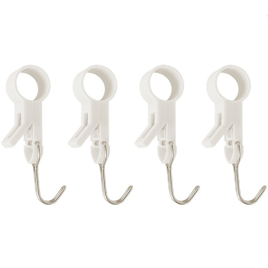 Set 4 Carlige Multifunctionale, Flippy, Tubulare, Pentru Baie/Bucatarie, din ABS, 8.7 x 3.5 cm, Alb