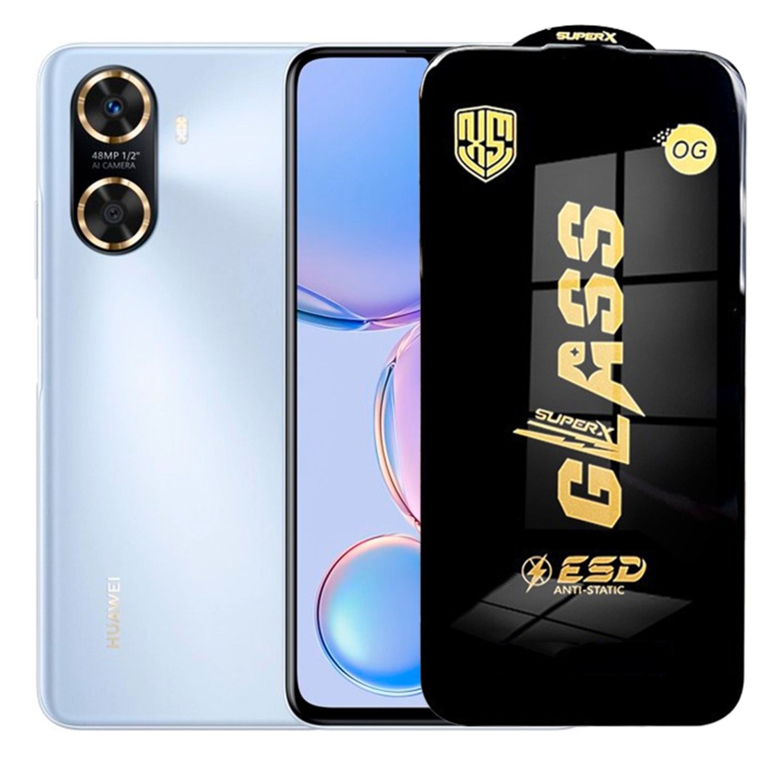 Folie de Sticla pentru Huawei Enjoy 60, Vafy, Sticla Securizata ESD Antistatica, Super-X Privacy OG, cu Margini Negre, Rezistenta la Zgirieturi, 0.35 mm, Transparenta