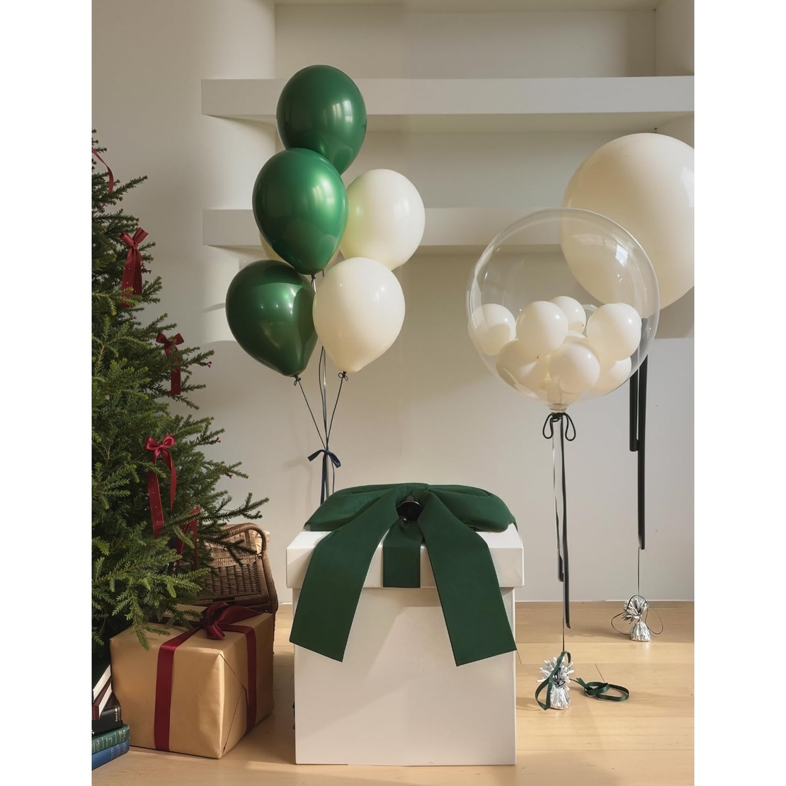 Set 12 Baloane, Flippy, din Latex Standard, 13 cm, Verde Inchis