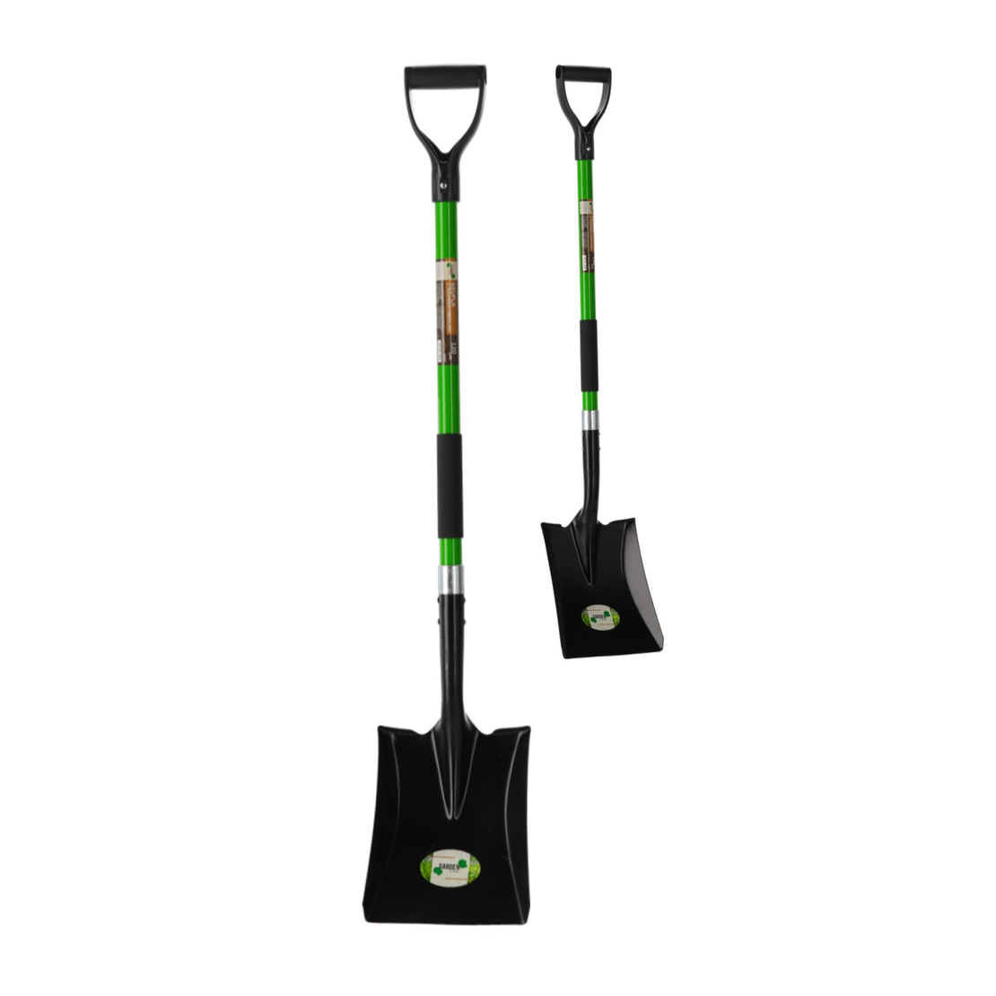 Lopata pentru nisip si pamant cu maner fibra de sticla 120 cm, cap din otel vopsit, negru si verde