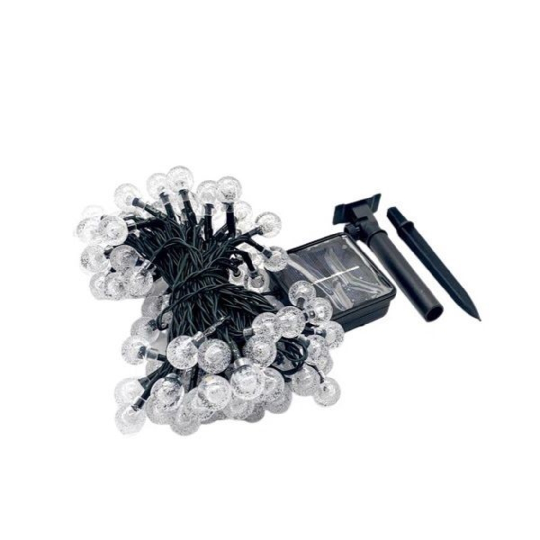 Instalatie Craciun, Tip Globuri de cristal, 200 Led-uri, 22 metri, Alb cald, Energie solara, Senzor de lumina, Vafy