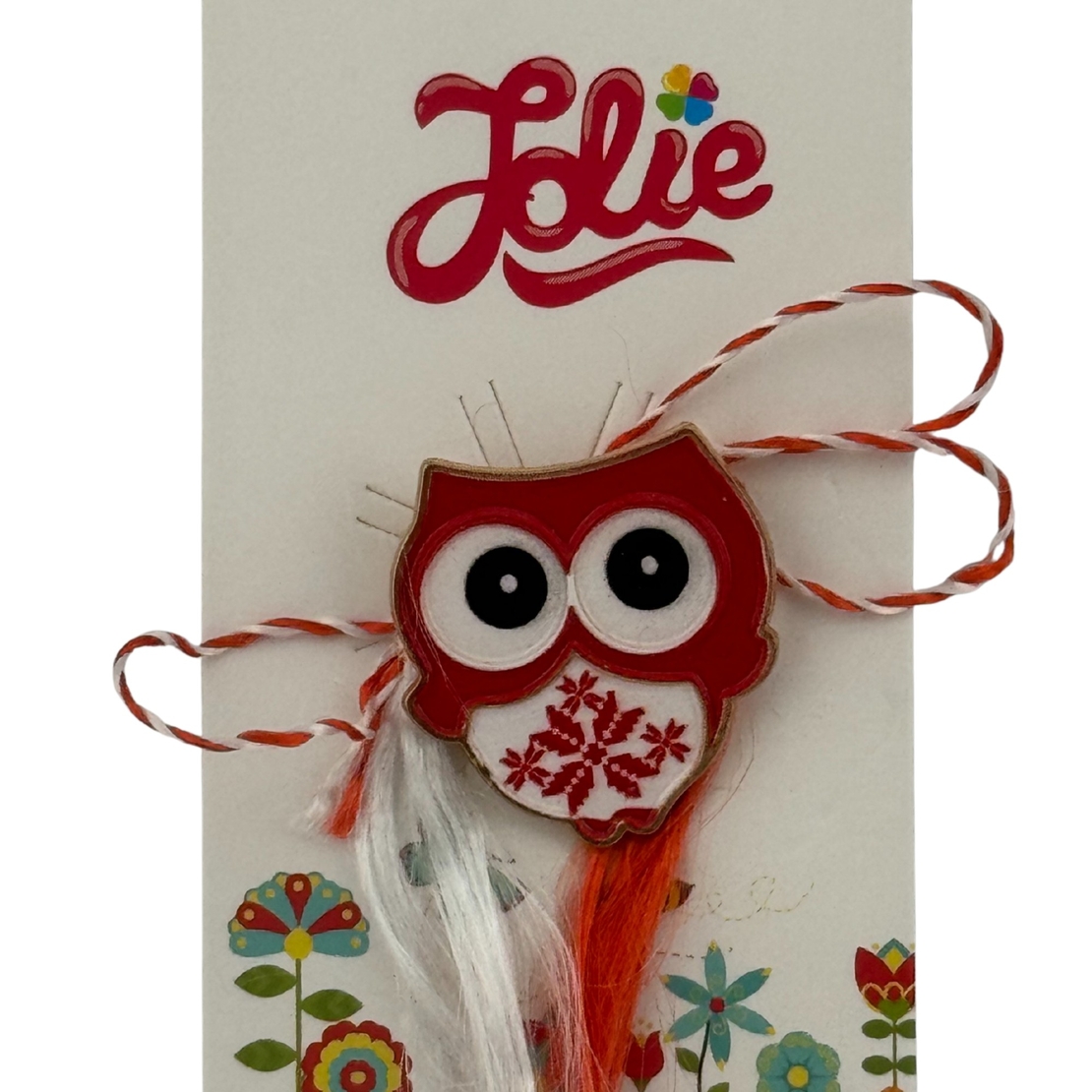 Martisor pentru copii, Jolie, Material Metal, Ambalaj Carton cu Design, Dimensiune Brosa Aproximativ 2x2 cm, Multicolor, Model Bufnita