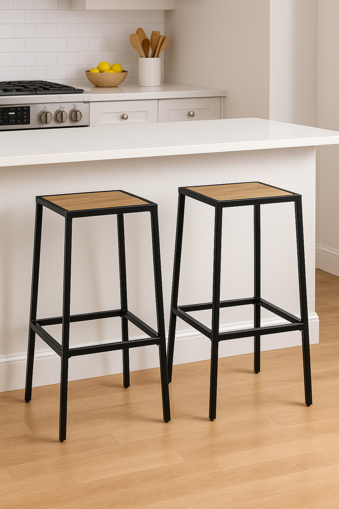 Set 2 scaune bar 5Five Aliaj din otel, 32x32x71 cm, negru