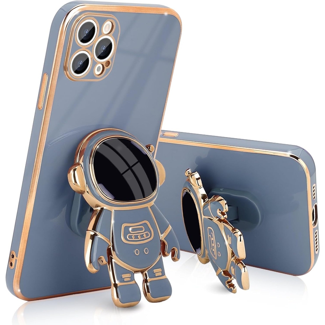 Husa de Protectie TPU 2in1, Vafy, pentru Apple iPhone 15 Pro Max, Astronaut cu Suport, Antisoc, Rezistenta la Impact, Protectie Camera, Albastru