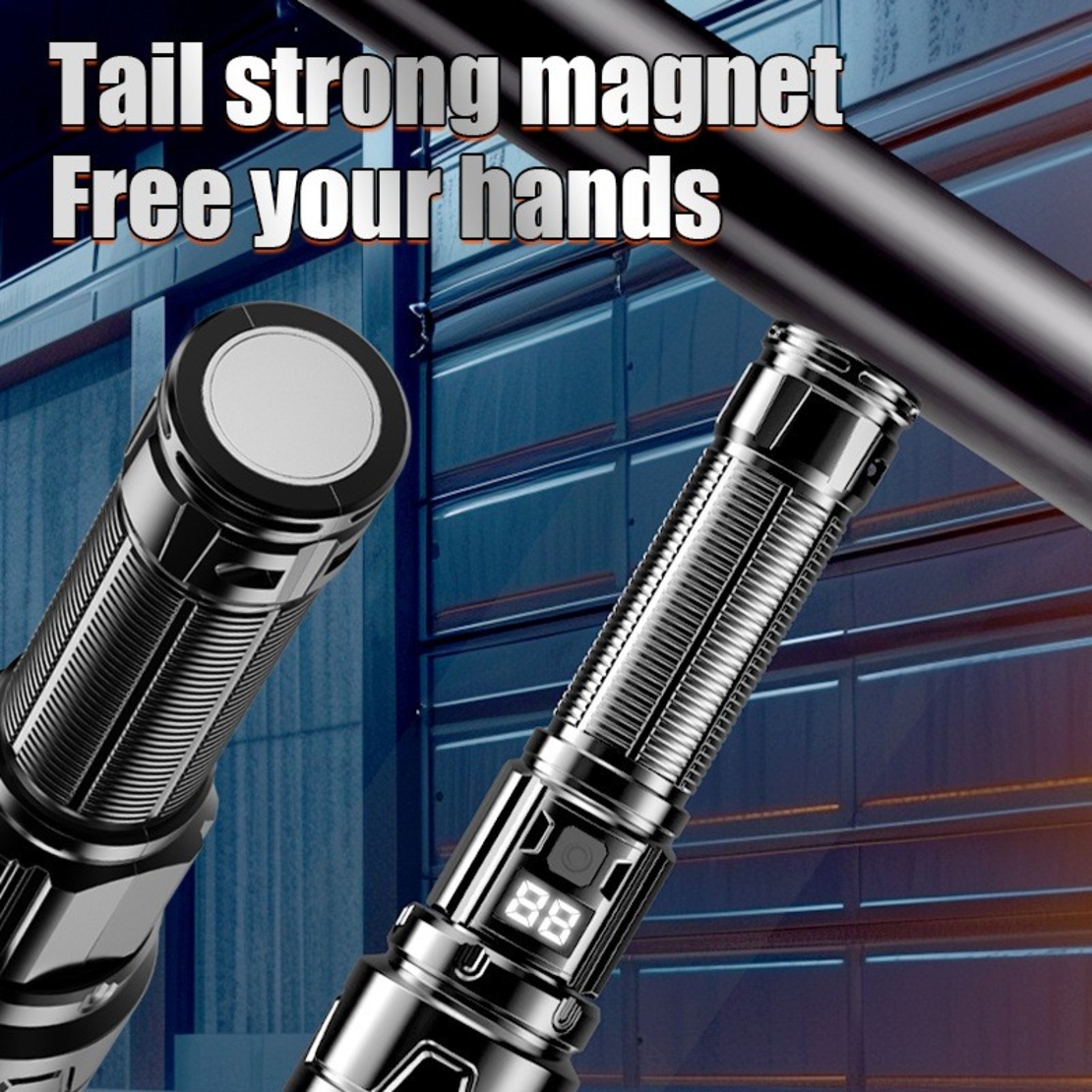 Lanternă Vafy P50 cu zoom telescopic, afișaj digital și ieșire magnetică Model 117