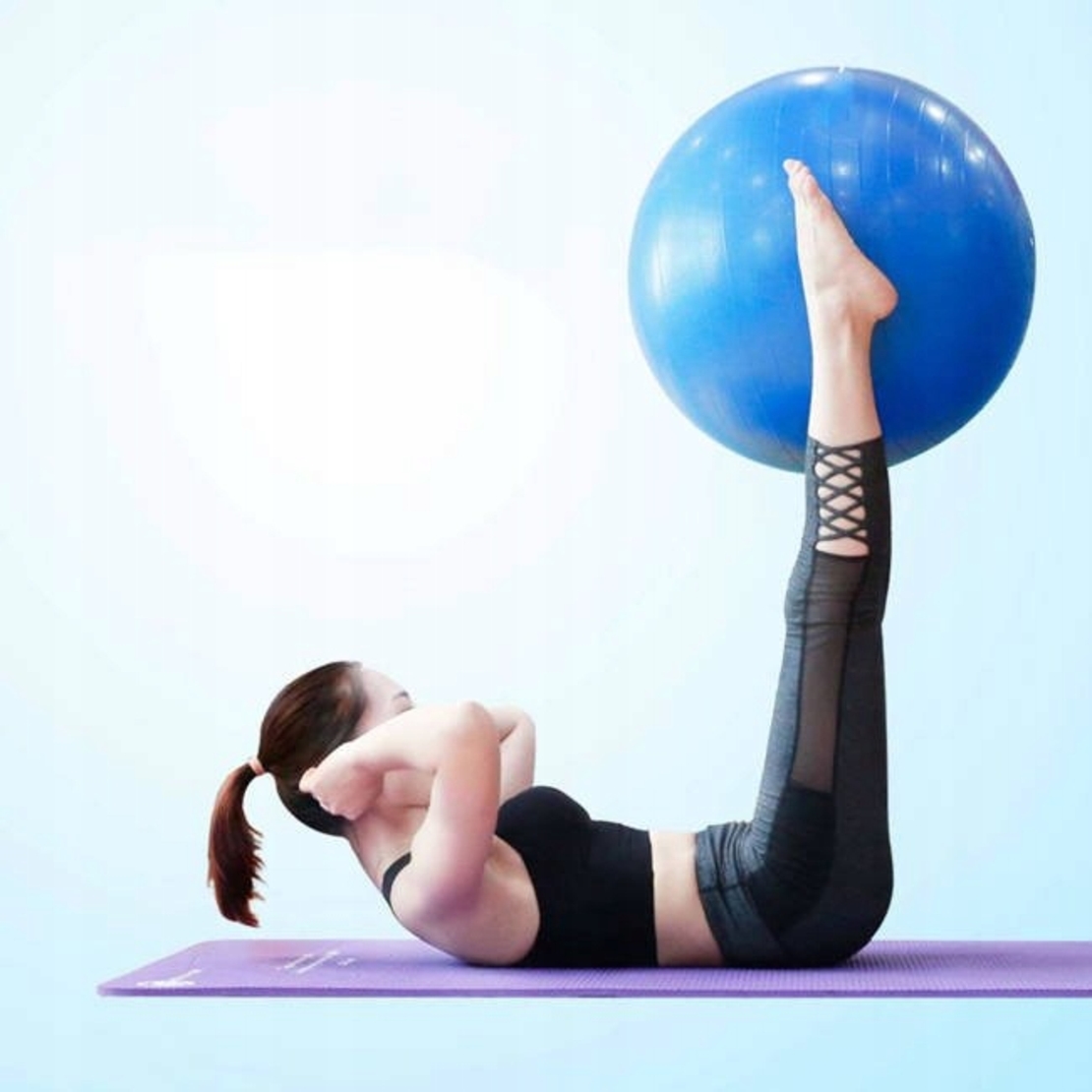 Minge pentru fitness sau yoga 85 cm, pompa inclusa, albastra