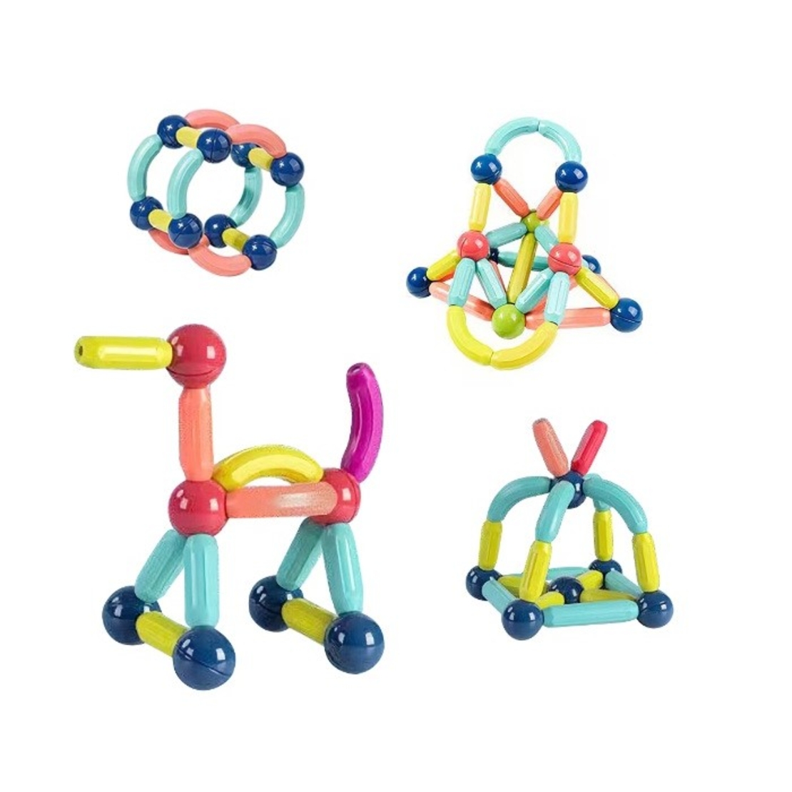 Set 42 de Piese Magnetice de Constructie, Flippy, Puzzle, Forme, 3 Ani, ABS, Magnet, 20x6.5x18 cm, Multicolor