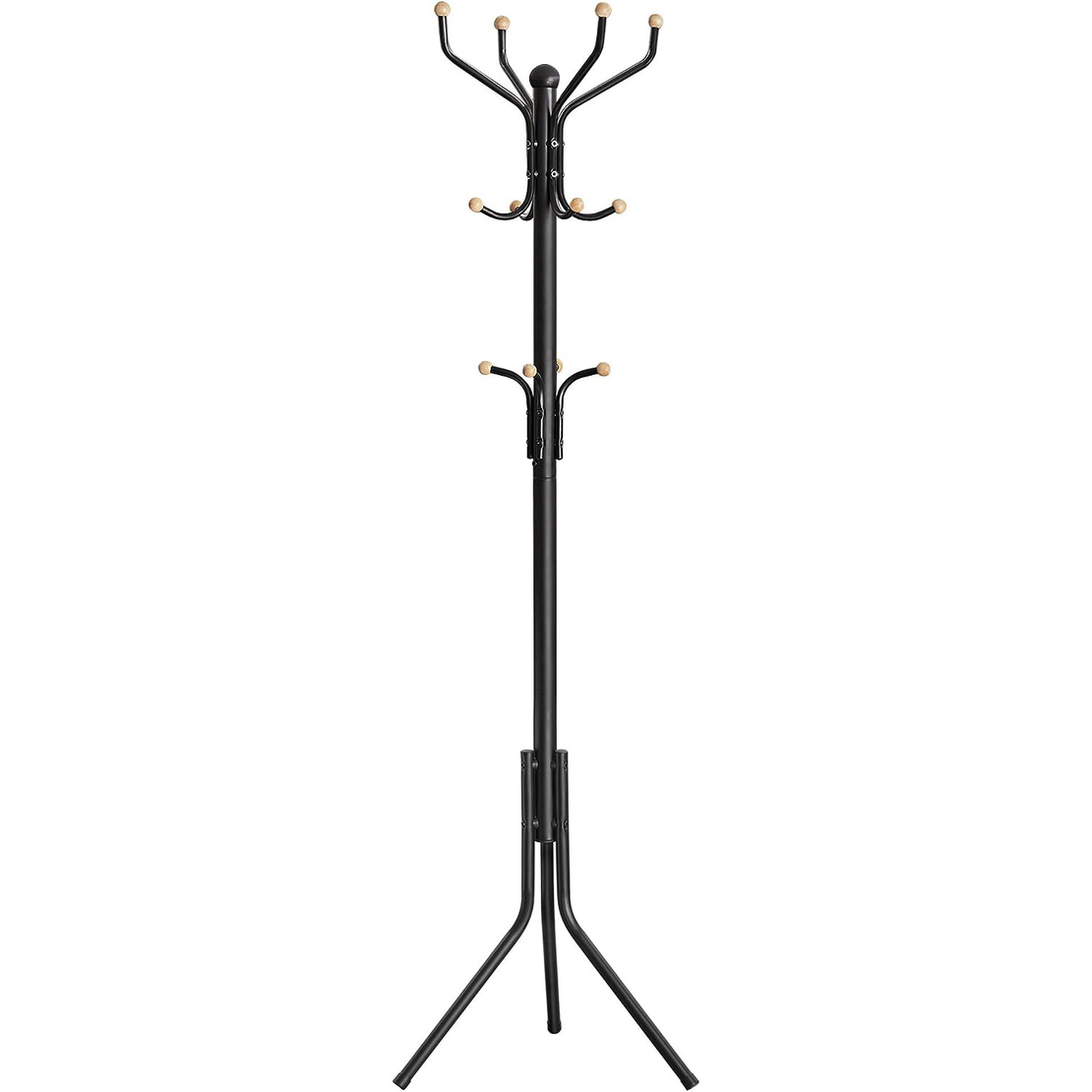 VASAGLE Cuier pentru haine, din otel, tip pom, cu 12 carlige, 182cm, negru