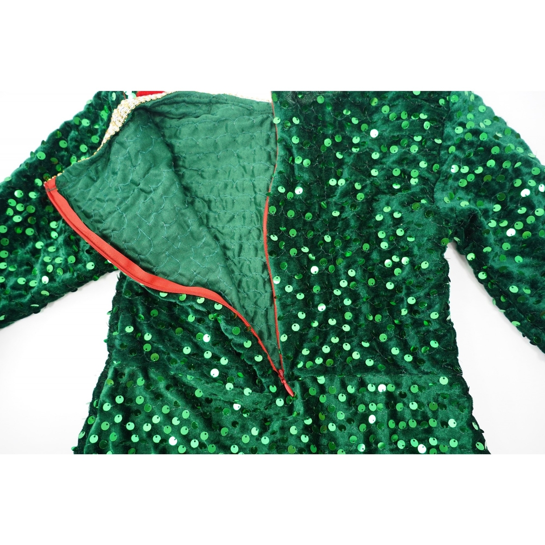 Costum Craciun, Flippy, Spiridus, rosu-verde, 7 - 9 ani, catifea