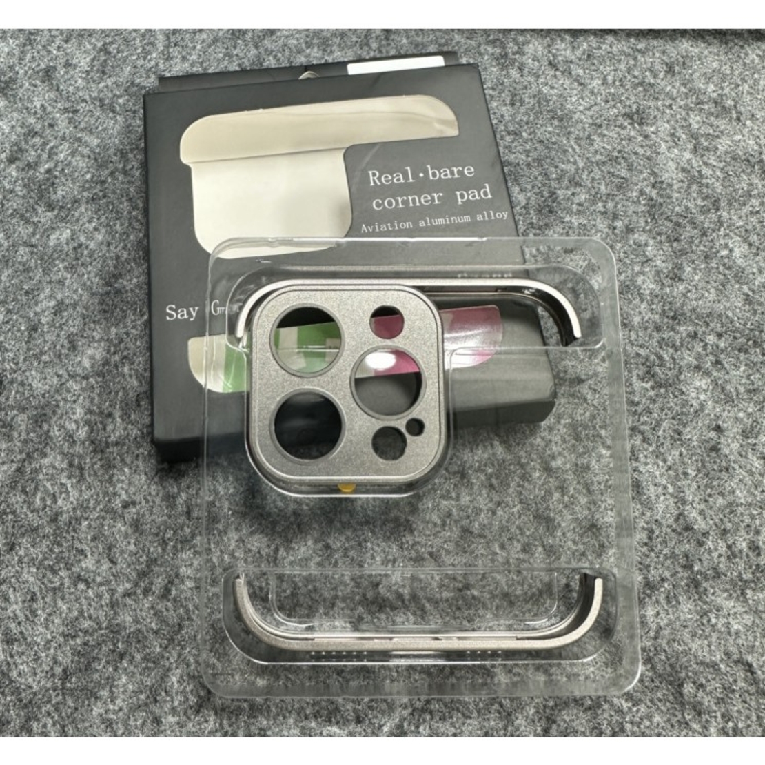 Husa Metalica Edgeless Compatibila cu iPhone 15 Pro Max, Vafy, Protectie pentru Colturi si Camera, Aliaj, Antisoc, Antizgariere, Gri Metalizat