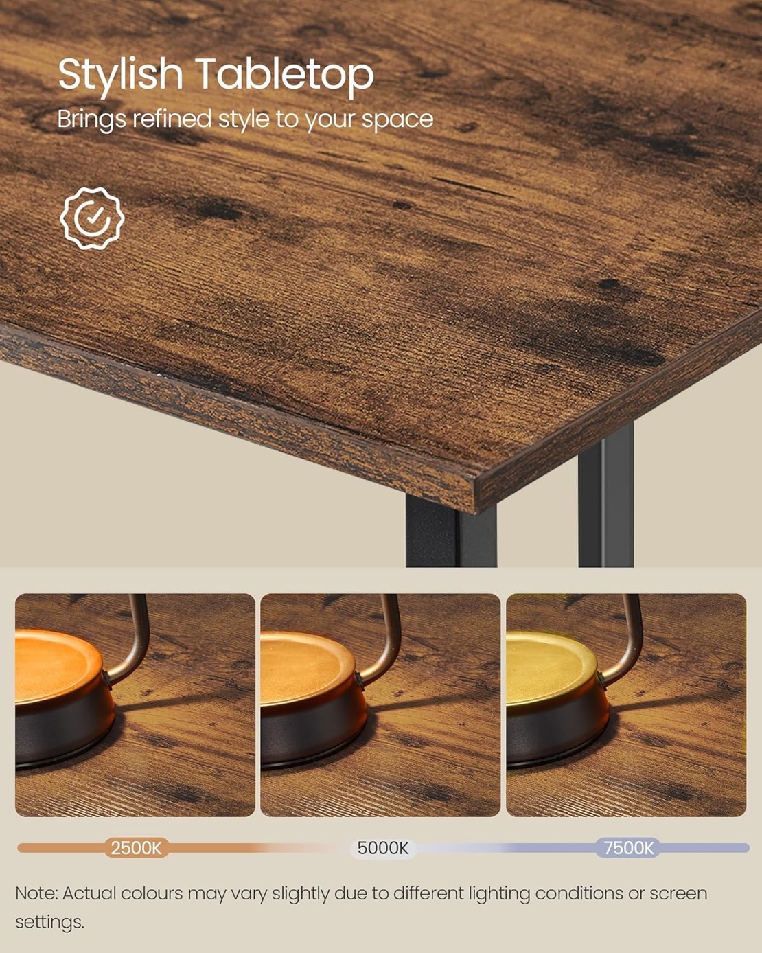VASAGLE Birou de colt in forma de L, cu 2 rafturi de depozitare, 130x130x76 cm, industrial, maro rustic