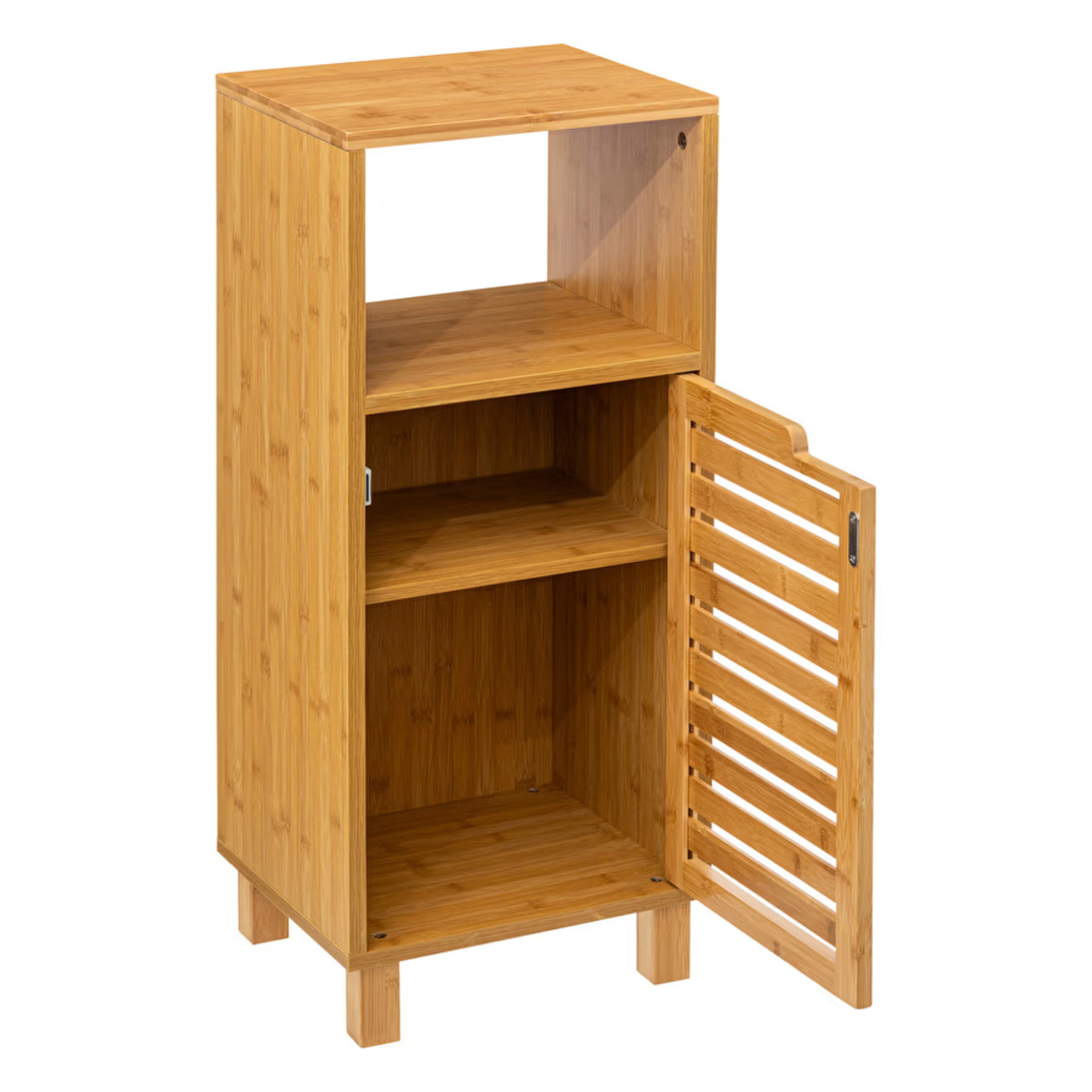 Dulap baza 5Five Sicela cu rafturi, bambus si MDF, 33x28x80 cm, natur
