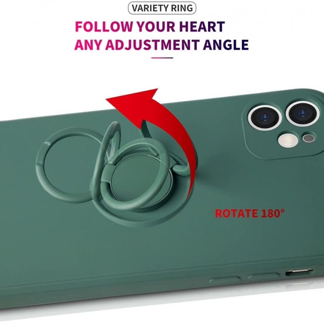 Husa protectie Vafy compatibila cu Samsung A20E Liquid Silicone Ring cu suport rotativ Verde