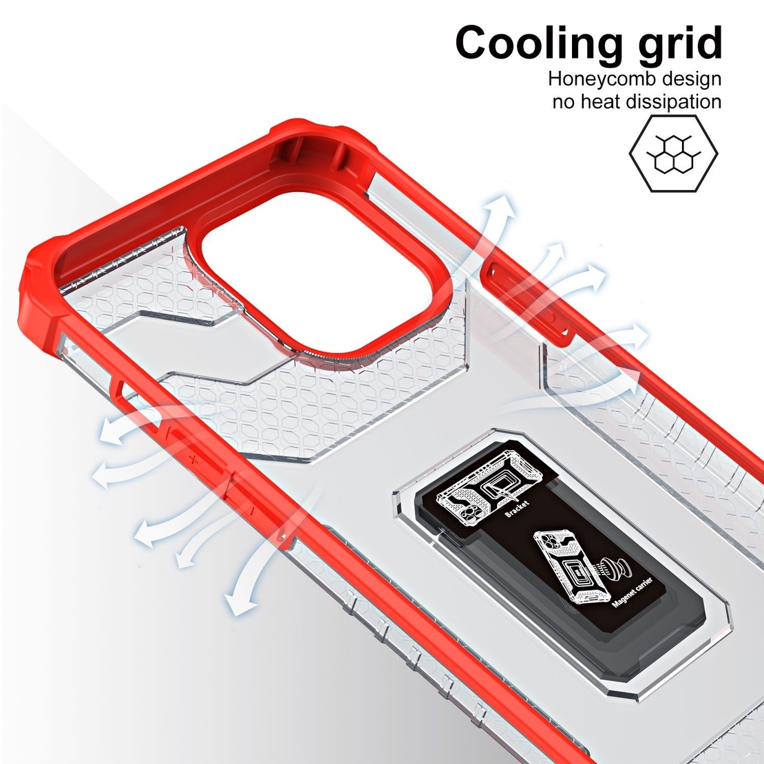 Husa de protectie Vafy compatibila cu Apple iPhone 13 Pro Max Acrylic Armor cu suport Rosu