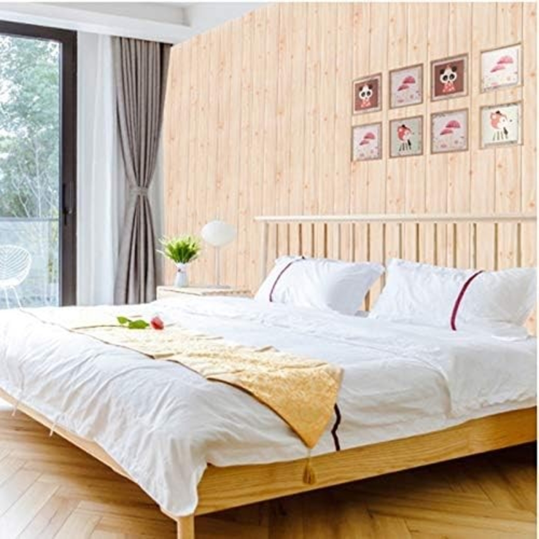 Set 10 Placi Tapet 3D, Vafy, 70 x 70 cm, Grosime 3 mm, din Rasina, Tip Placi de Lemn, Suprafata Acoperita 4.9 mp, Crem Deschis