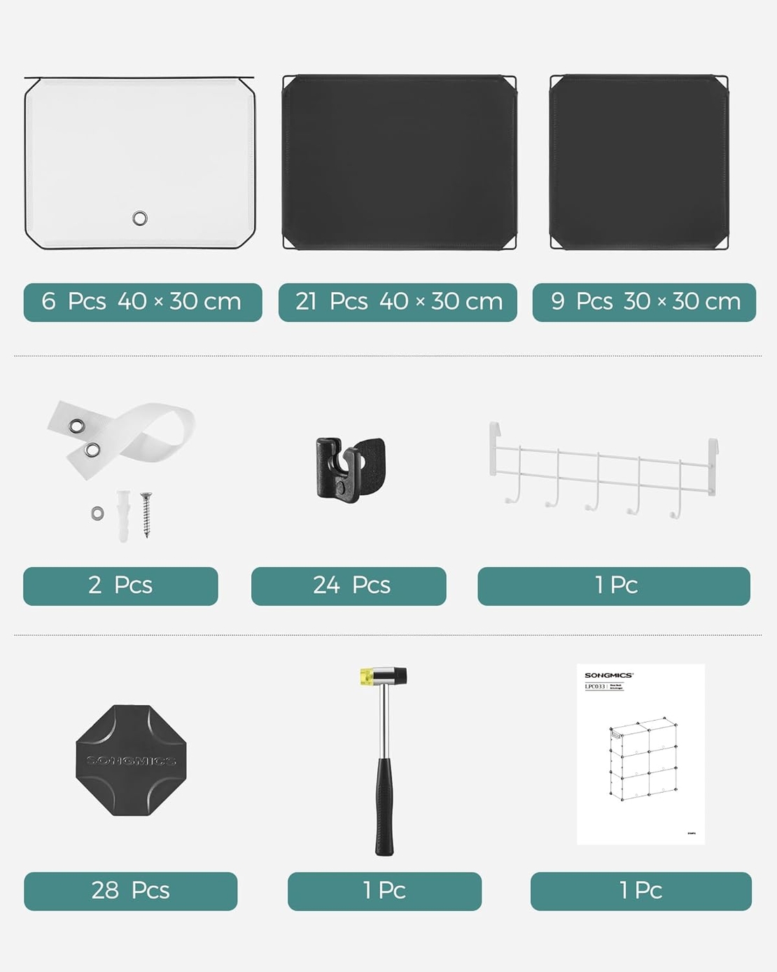SONGMICS Dulap pantofi modular cu 6 compartimente, panouri plastic si cadru metalic, 83x32x94 cm, pana la 24 perechi, negru
