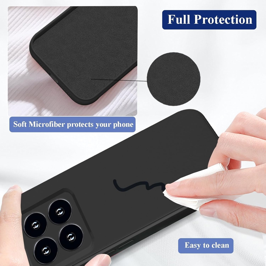 Husa de Protectie, Vafy, pentru Xiaomi 14, Liquid Silicone, cu Microfibra pe Interior, Protectie Antisoc, Compatibil Incarcare Wireless, Negru