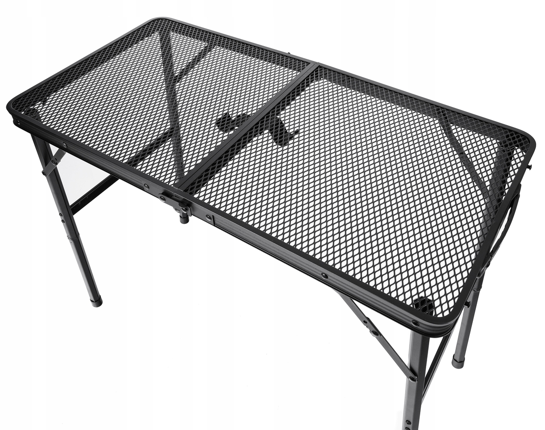 Masa pliabila metalica pentru gradina sau drumetie, 80x40x66cm, inaltime reglabila, neagra