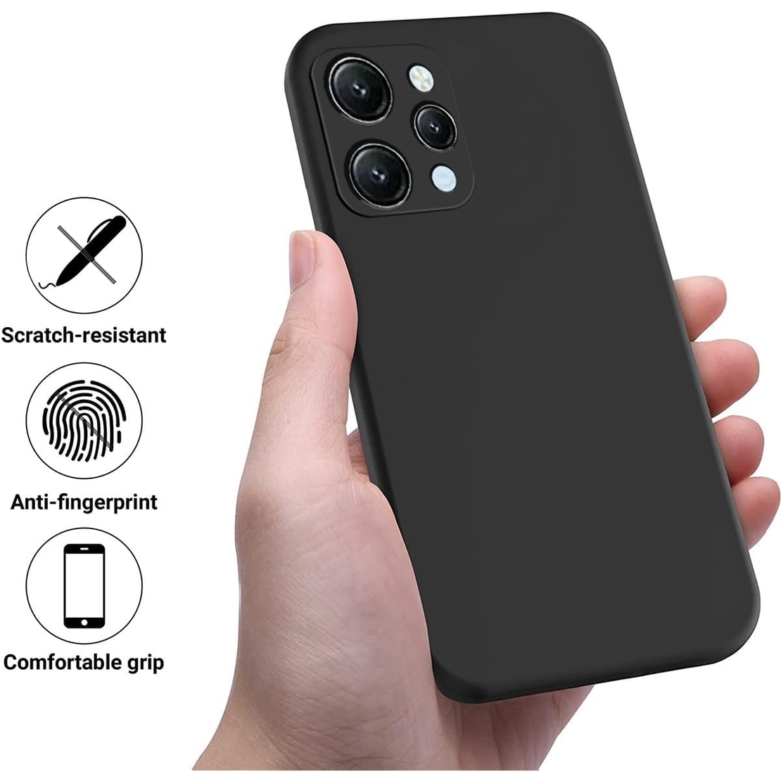 Husa de Protectie Matte TPU, Vafy, pentru Xiaomi Redmi 12 Pro, Protectie Camera, Antisoc, Antizgariere, Antialunecare, Acoperire Completa, Negru