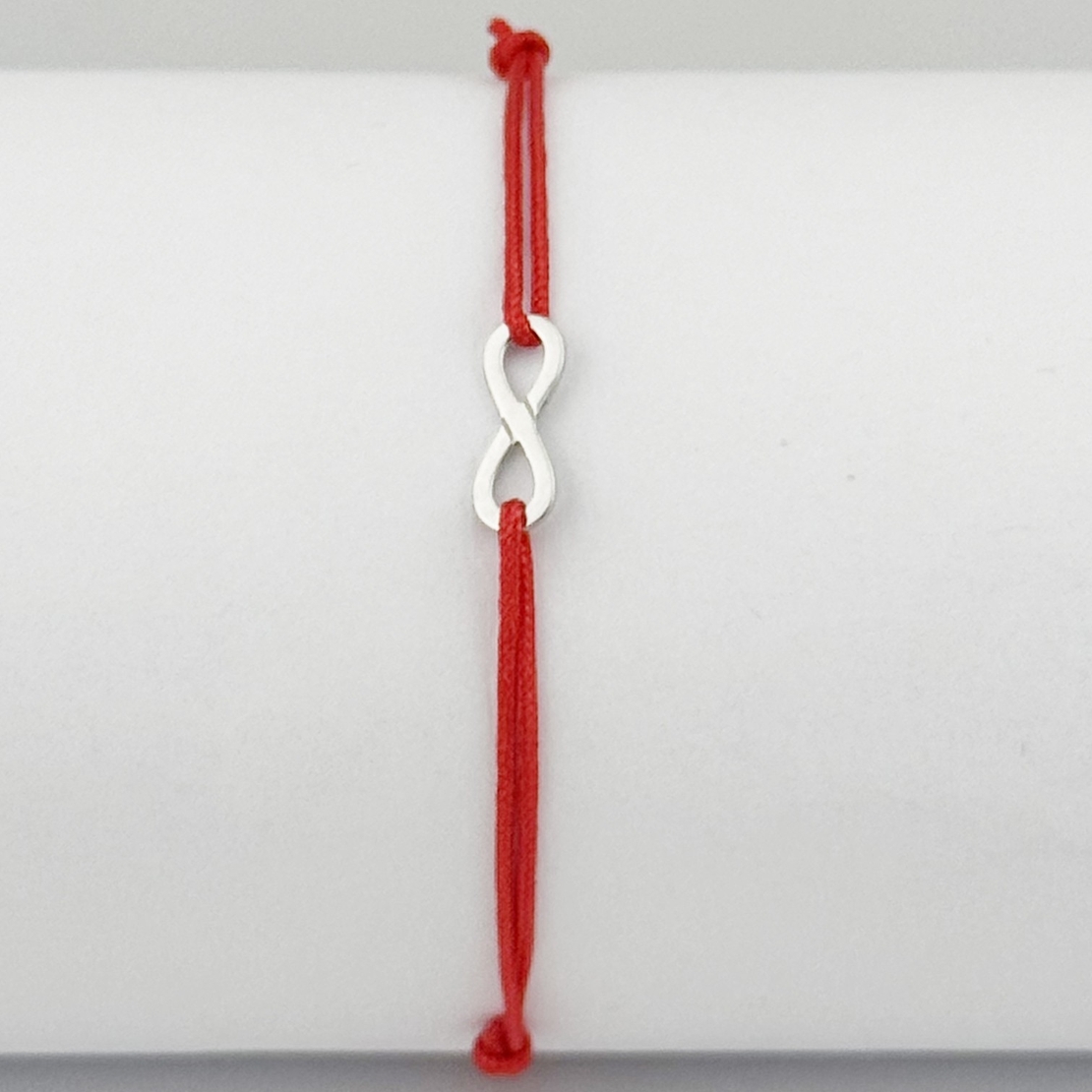 Bratara Argint 925 pentru Dama, Jolie, Model Infinit, Martisor Bratara de 1 Martie, Pandativ Argintiu cu Snur Rosu
