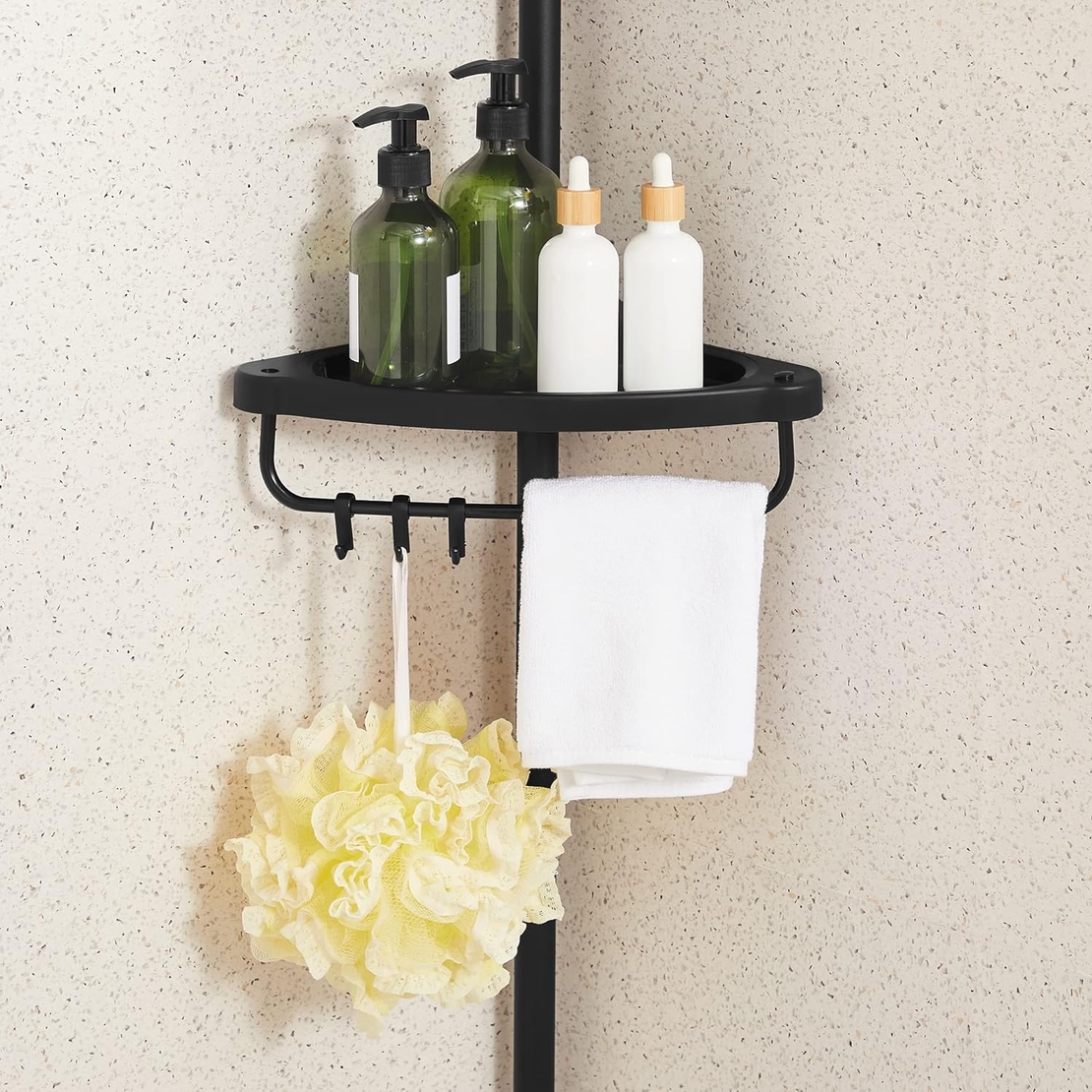 SONGMICS Etajera colt dus, 4 rafturi, inaltime reglabila 85-305 cm, otel si plastic PP, negru