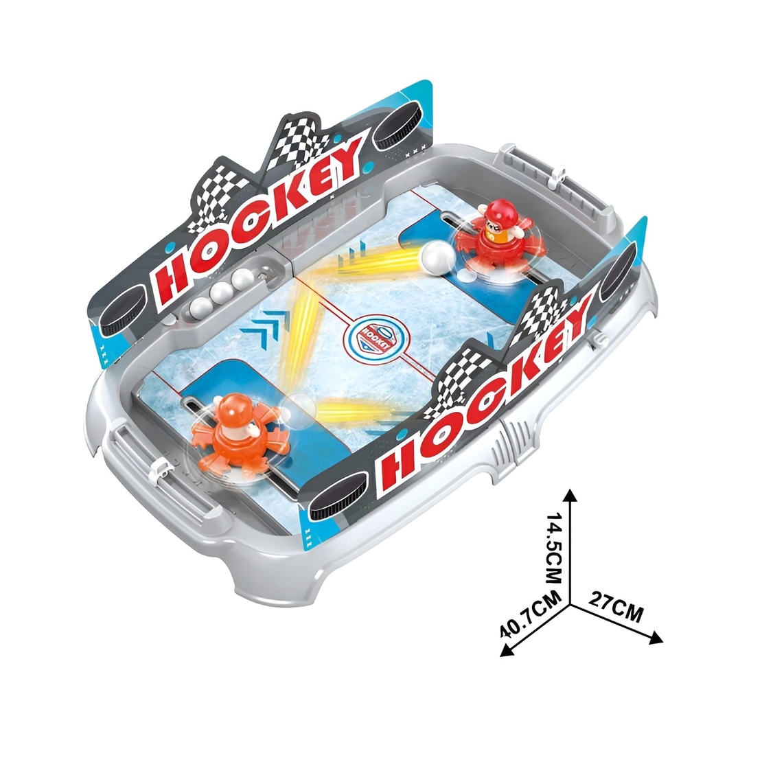 Joc de Masa Interactiv Ice Hockey pentru Copii, Flippy, 4 Mingi, Tabela Scor, 40.7x27x14.5 cm, Gri