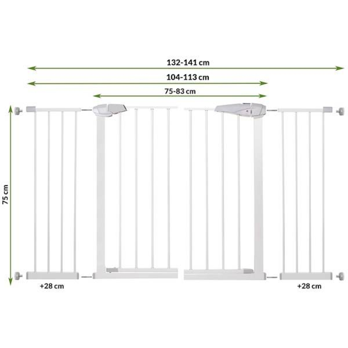 Poarta de siguranta Safety Gate pentru scari, ajustabila 132-141 cm, din otel, alba