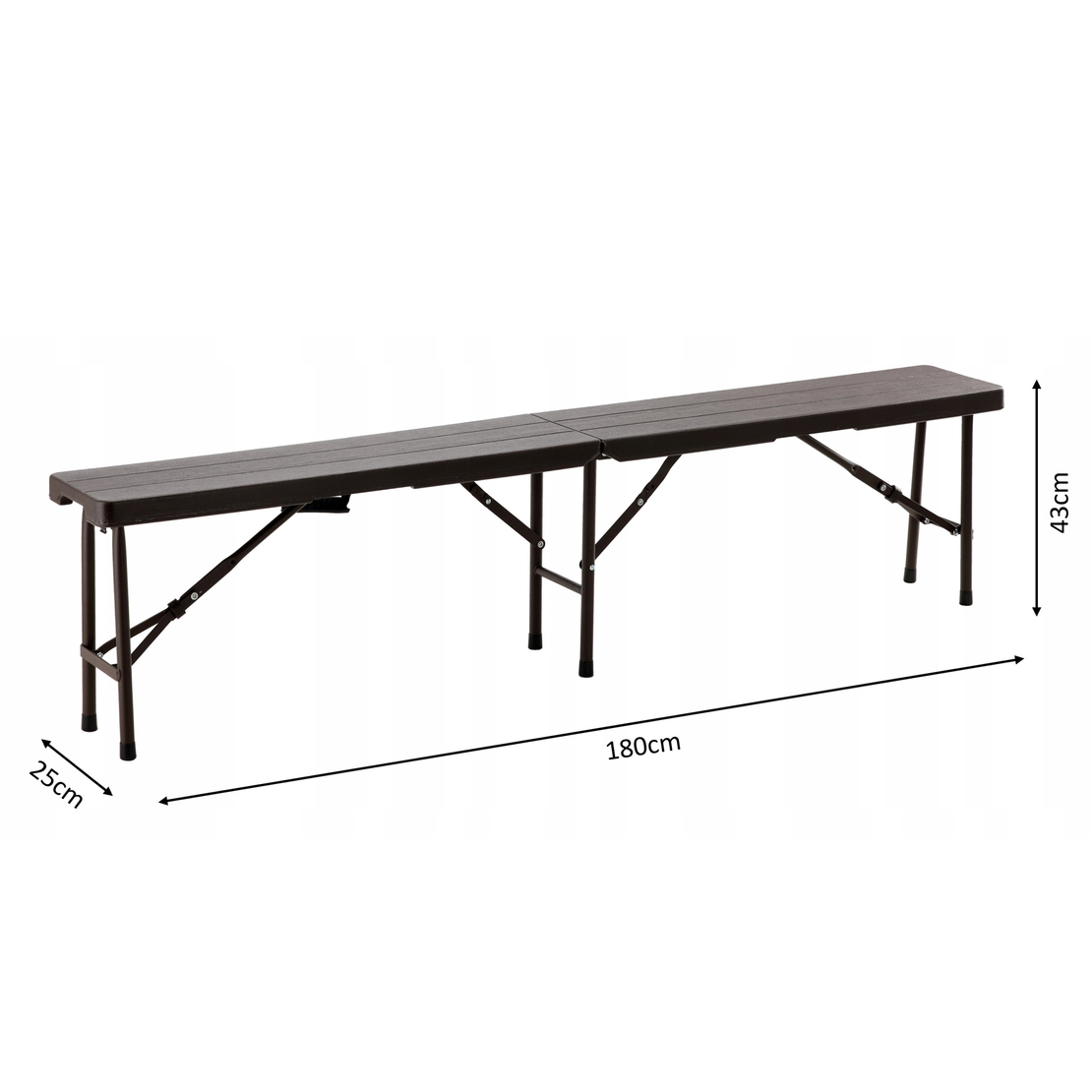 Banca pliabila pentru gradina sau catering, HDPDE, 180x25x43cm, maro