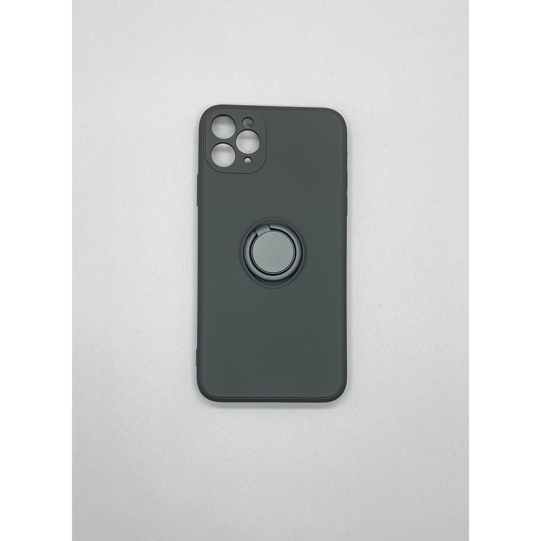 Husa protectie Vafy compatibila cu Apple iPhone 11 Pro Max Liquid Silicone Ring cu suport rotativ Negru