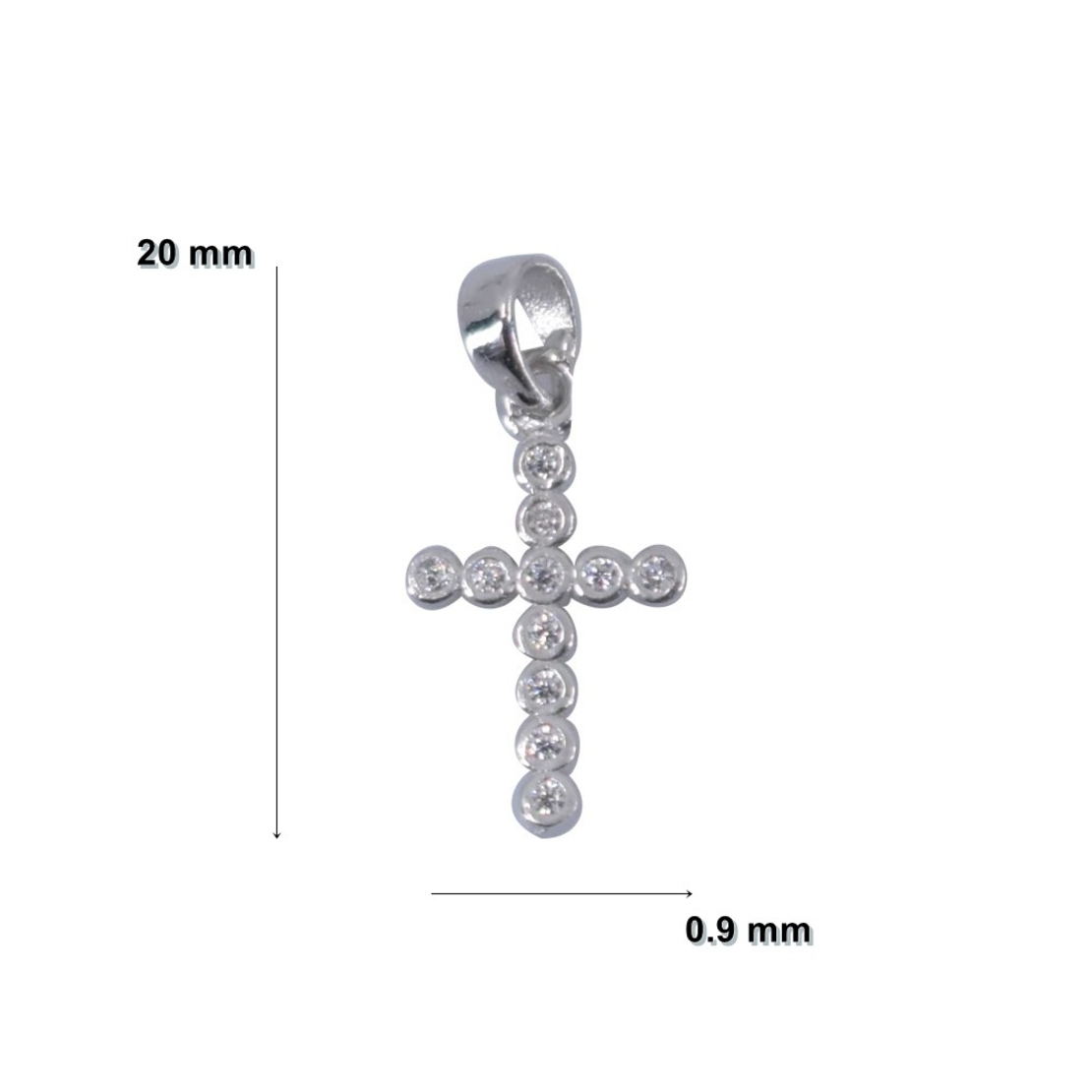 Pandantiv din Argint 925 Jolie Silver, Model Cruce cu Zirconii, 20 x 0.9 mm, 0.84 g