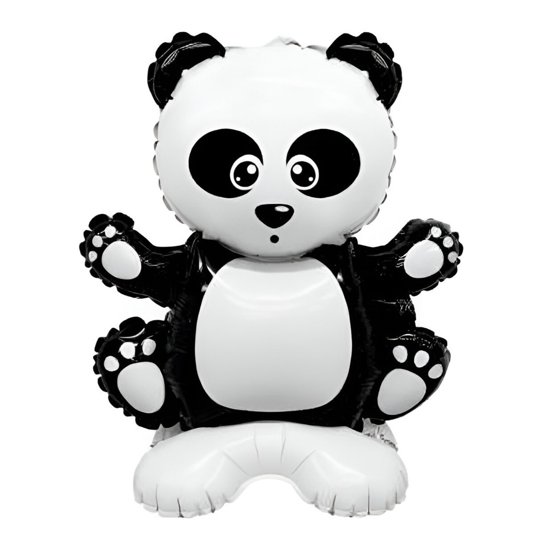 Balon din Folie Metalizata, Vafy, Figurine Animăluțe, Model Panda, 43x59cm, Ambalaj Individual, Pai Inclus, Umflare cu Aer sau Heliu, Alb Negru