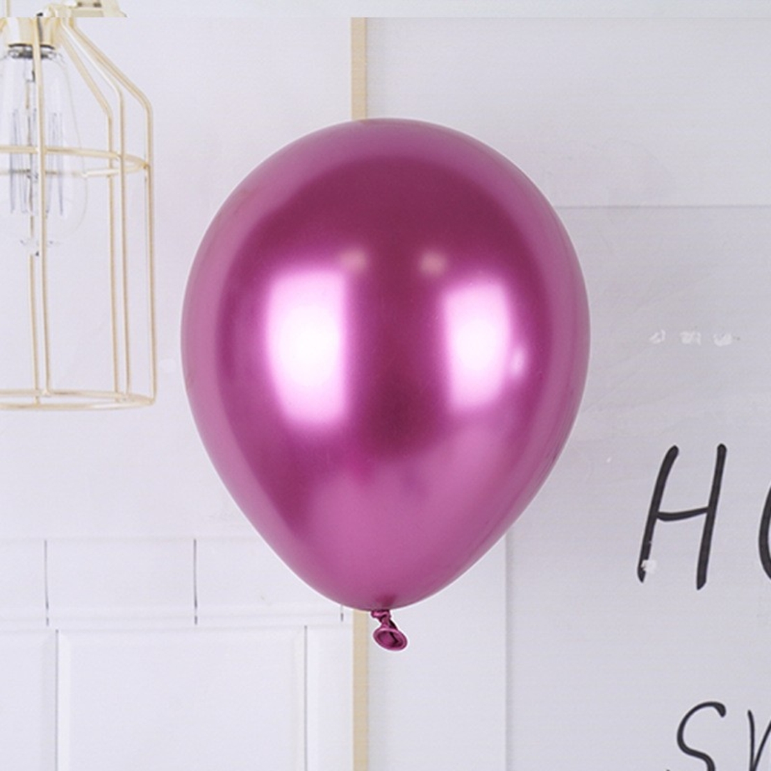 Set 12 Baloane, Flippy, din Latex Chrome, 25 cm, Fucsia